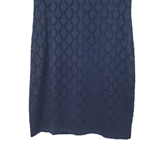 Isaac Mizrahi | Navy Lace Sheath Short Sleeve Dress - Picture 6 of 10